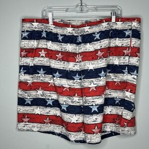 Columbia Men's XXL Red White Blue Flag Fishing Swim Trunks Stars & Stripes